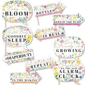Big Dot of Happiness Funny Wildflowers Baby - Boho Floral Baby Shower Photo Booth Props Kit - 10 Piece - 1 of 4