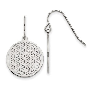 Chisel Stainless Steel Polished Flower Cut-out Dangle Earrings Shepherd Hook - 1 of 4