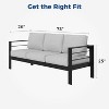 Heynemo Patio Furniture Aluminum Sofa, All-Weather Outdoor 3 Seats Couch - 3 of 4