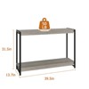 Farmhouse Entryway Table, 39.5" Grey Console Table with Storage, Slatted Style 2-Tier Sofa Table with Shelf - 2 of 4