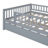 NicBex Full Size Daybed, Wooden Day Bed with Trundle, Sofa Bed Frame with Fence Guardrails - 4 of 4