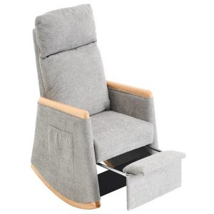 BRINJOY 38.6"Accent Rocking Chair with Footrest High Back Rubber Wood Rocking Legs - 1 of 4