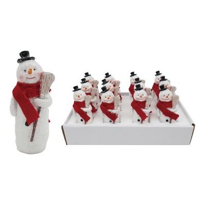 Transpac Resin Mini Snowman Figurines Set of 12 Christmas Decorative Objects Tabletop Indoor Use Gift Giving and Hostess Gifts  Spot or Wipe Clean