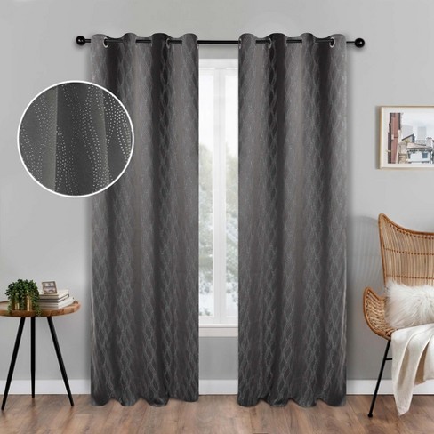 Modern Farmhouse Textured Waves Room Darkening Blackout Curtains, Set Of 2,  52 X 108, Charcoal - Blue Nile Mills : Target