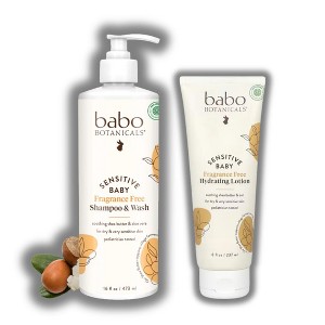 Babo Botanicals Sensitive Baby Fragrance Free Shampoo & Wash (16 oz) & Hydrating Lotion (8 oz) | For Dry & Very Sensitive Skin - DUO SET KIT - 1 of 3