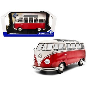 1962 Volkswagen T1 Samba Bus Red and White 1/18 Diecast Model Car
