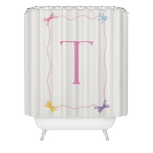 Deny Designs April Lane Art Simple Bow Monogram Shower Curtain - 1 of 3