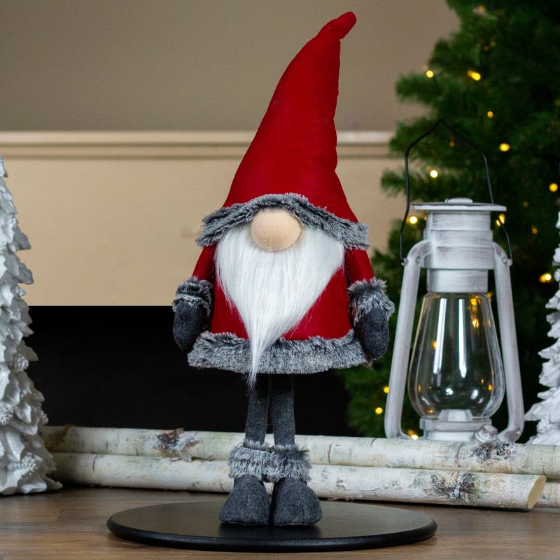 Northlight 19.5" Red and Gray Standing Santa Gnome with Faux Fur Trim, 5 of 7