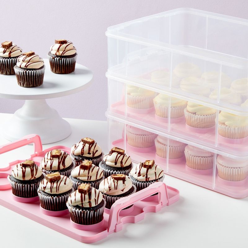 Juvale Clear Plastic 3 Tier Cupcake Carrier Storage Box Holder with Lid for 36 Cakes, 13.5x10.25x10.75 In, 3 of 10