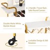 ZACHVO Deluxe Gold Bar Cart with Glass Holders & 5 Bottle Racks, 2-Tier Modern Marbled Wood Cart on Silent Wheels, for Kitchen & Dining Room - 4 of 4