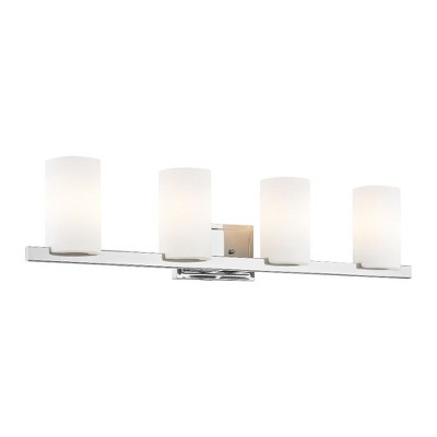 Polished Chrome 4-Light Vanity with Satin Opal Glass Shades