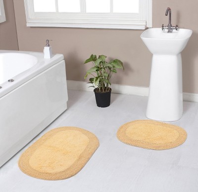 Double Ruffle Collection Cotton Ruffle Pattern Tufted Set of 2 Bath Rug Set - Home Weavers