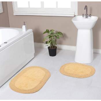 Double Ruffle Collection Cotton Ruffle Pattern Tufted Set of 2 Bath Rug Set - Home Weavers