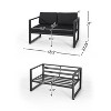 GDFStudio Navan Outdoor Aluminum 4 Seater Chat Set, Dark Gray/Black - 4 of 4