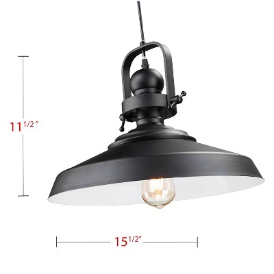 Matte Black Wide-Brim Bell Pendant Light with LED Edison Bulb