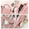 Cute Backpack with Cute Pin Accessories Plush Pendant for School Bag Student Girl Backpack Super-Capacity Waterproof Travel Backpack(Pink-3) - 3 of 4