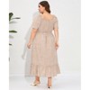 Plus Size Summer Dress for Women Square Neck Casual Boho A Line Maxi Dress - 4 of 4