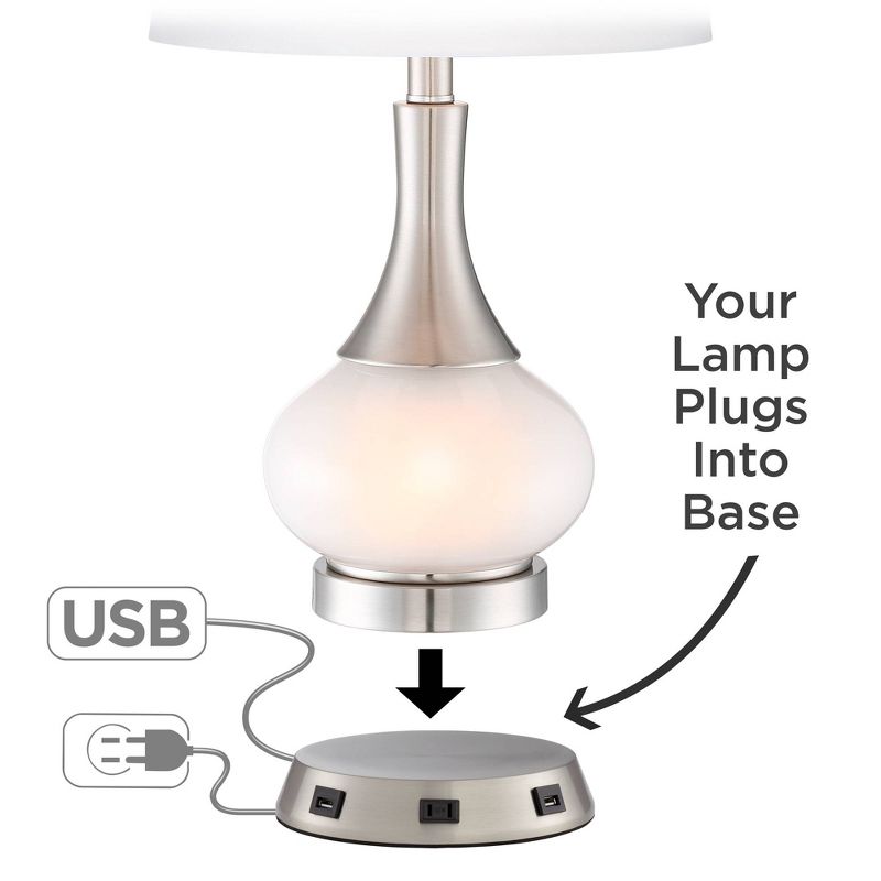 360 Lighting 1 3/4" High Lamp Base Universal Charging USB-Outlet Workstation Silver Nickel Finish Metal Single Living Room Charging Bedroom Bedside, 2 of 8