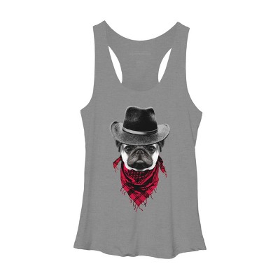 Women's Design By Humans Cowboy Pug By clingcling Racerback Tank Top