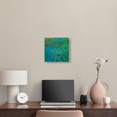Claude Monet Irises Blue Canvas Wall Art 12" x 12"