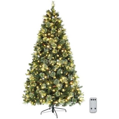 VINGLI 6ft Pre-lit Artificial Christmas Tree with 500 LED Light, Pinescones, Xmas Pine Tree with 900 Realistic PE&PVC Branch Tips