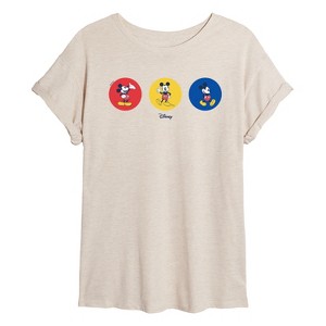 Women's - Disney - Mickey Poses Center Chest Oversized Graphic T-Shirt - 1 of 4