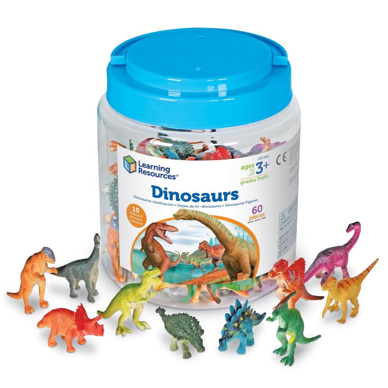 Learning Resources Dinosaur Counters, Set of 60 Colored Dinosaurs, Ages 3+, 1 of 6