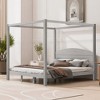 King Size Canopy Platform Bed, Wooden Bed Frame with Headboard and Support Legs -ModernLuxe - 2 of 4