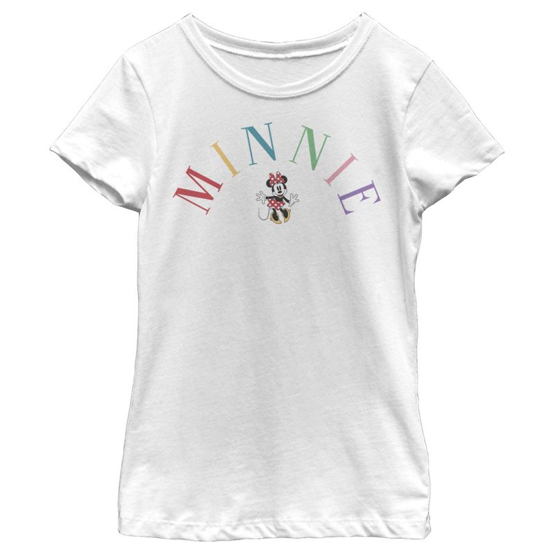 Girl's Disney Minnie Mouse Rainbow Name T-Shirt, 1 of 5