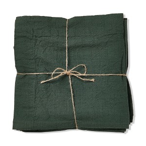 tagltd Set of 4 Threads Solid Color Casual Green Cotton Slub Machine Washable Napkins with 2-in Finished Hem, 20x20-in. - 1 of 4