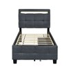 Linen Twin Platform Bed with LED Frame & 2 Drawers - Stylish & Functional - 2 of 4