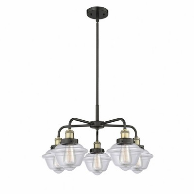 Oxford - 5 Light Stem Hung Chandelier In Art Deco Style-13.5 Inches Tall and 24.5 Inches Wide