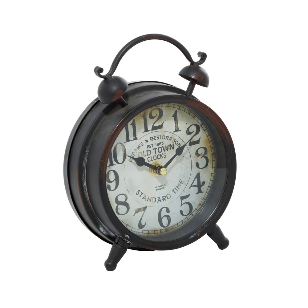 Photos - Wall Clock 9"x6" Metal Clock with Bell Style Top Brown - Olivia & May