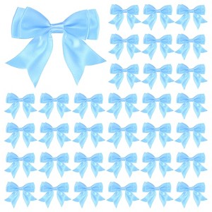 Unique Bargains Polyester Durable Craft Decorative Gift Double-Deck Pre-Tied Bows 3.6x2.2 Inch 50 Pcs - 1 of 4