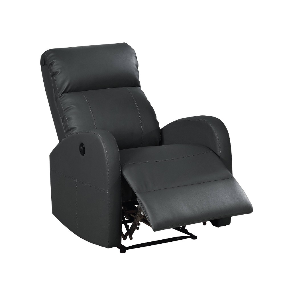 Photos - Chair Sean Modern Leather Infused Power Recliner Black - AC Pacific