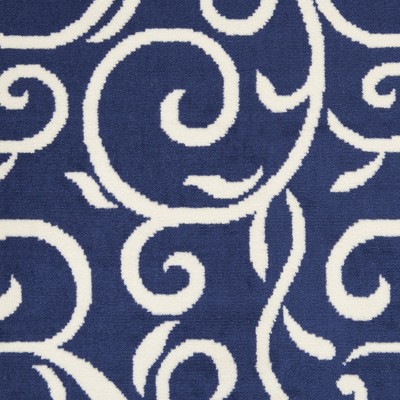 Navy Abstract Botanical 8' x 10' Synthetic Easy-Care Area Rug