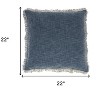 HomeRoots 22" Navy Blue Cotton Throw Pillow With Fringe and Texture - 3 of 4