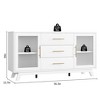 Buffet Cabinet with Drawer, 56" Large Sideboard Buffet Storage with Adjustable Shelves and Fluted Glass Door, Modern Coffee Bar Cabinet - 3 of 4