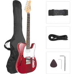 GLARRY 39" GTL Semi-Hollow Electric Guitar for Music Lover, HS Pickups Rosewood Fingerboard with Accessories Pack Guitar Bag - 1 of 4