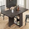 Garvee Folding Dining Table with 2 Storage Racks, Drop Leaf, 6 Wheels, Multifunction Expandable Table for Kitchen, Bedroom, Living Room - 3 of 4