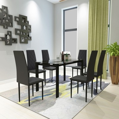 Okak Modern Style Dining Chairs Set of 4, Comfortable PU Leather Upholstery Kitchen Side Chairs with Silver Chrome Plated for Dining Table