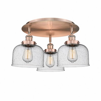 Bell - 3 Light Flush Mount In Art Deco Style-9.25 Inches Tall and 19.75 Inches Wide