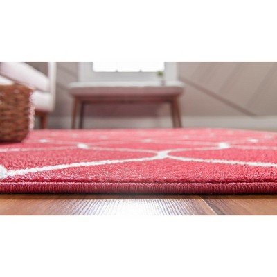 Pink Trellis Synthetic Easy Care Runner Rug