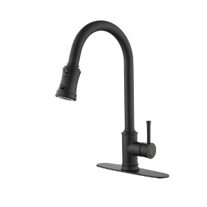 Munora Single Handle High Arc Pull Out Kitchen Faucet with Pull Down Sprayer, Stainless Steel - 1 of 4