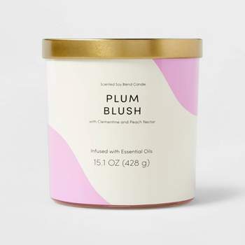 15.1oz Candle Color Block Artwork Plum Blush Purple/Cream - Opalhouse™
