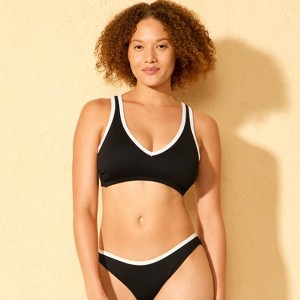 Women's Textured Contrast Binding Bralette Bikini Top - Shade & Shore™ - 1 of 3