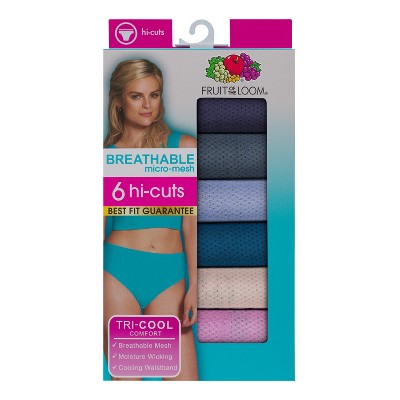 Fruit Of the Loom Women's Breathable Micro-Mesh Hi-Cut Panty,6 Pack