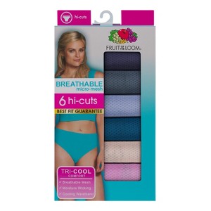 Fruit Of the Loom Women's Breathable Micro-Mesh Hi-Cut Panty,6 Pack - 1 of 4