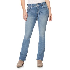WallFlower Women's Luscious Curvy Bootcut Mid-Rise Bling Insta Stretch Juniors Jeans (Standard and Plus) - 1 of 4