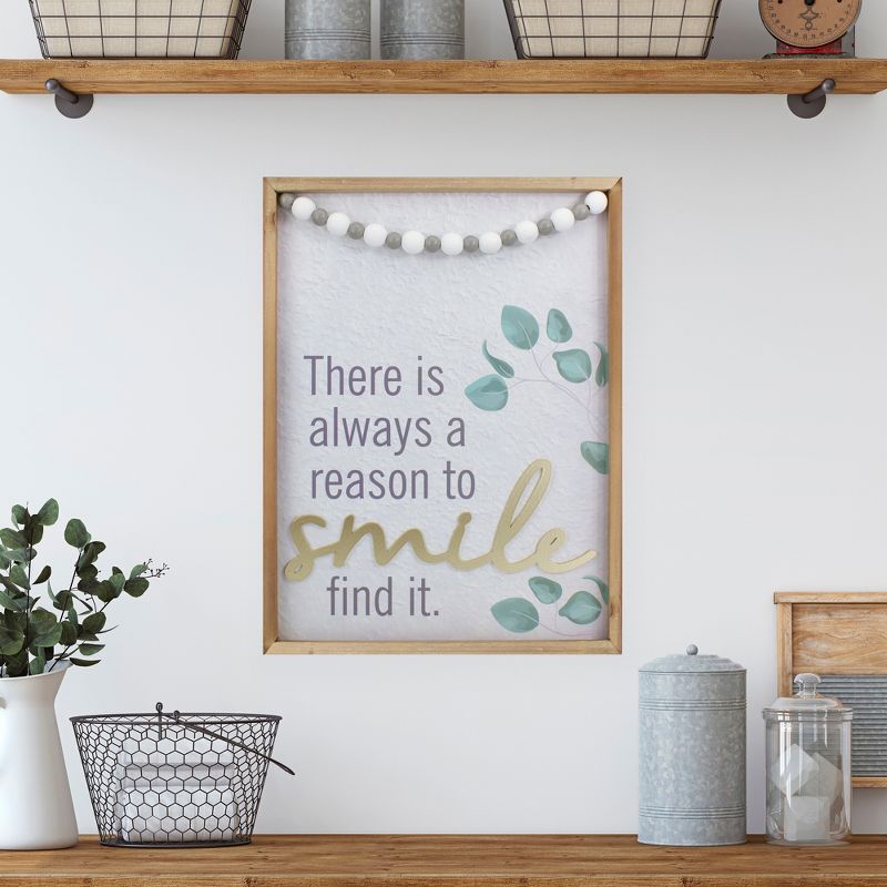 Northlight Beaded "There is Always a Reason to Smile" Wall Plaque Art Decor 15.75", 2 of 5
